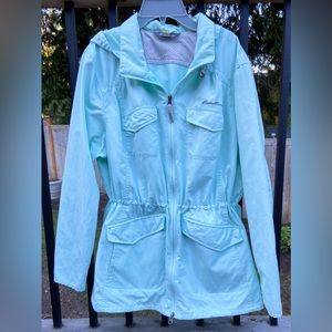 Eddie Bauer Hooded Jacket Women’s XXL, Minty Green, Lightweight, Cinchable Waist